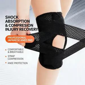 6th Gen Knee Brace Support - Black, Single Piece, Upgraded Protective Knee Strap for Meniscus/Exercise