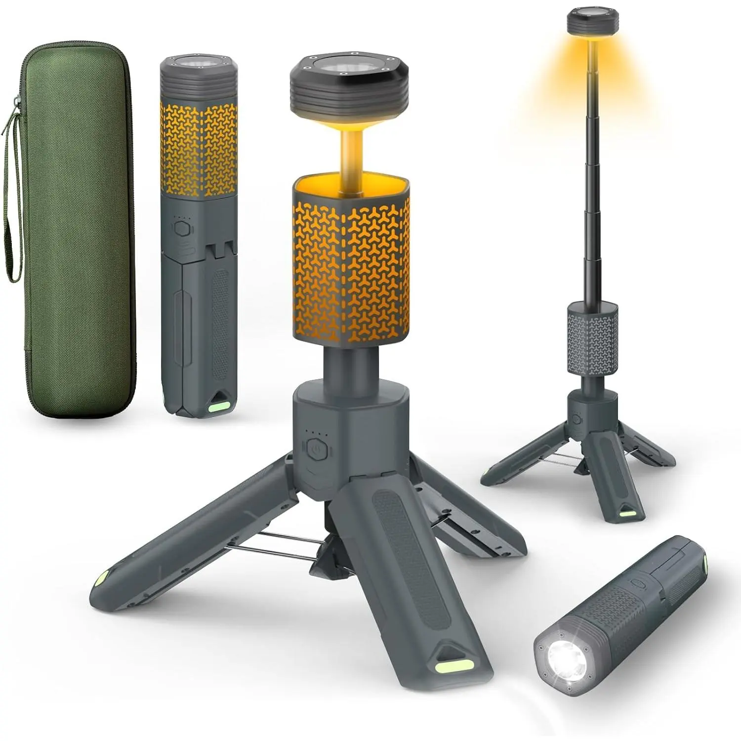 Gray Telescopic Camping Light - 10500mAh Rechargeable Dimmable Magnetic Lantern with Storage Bag, Waterproof Work Light for Hiking, Home Power Outage, Baby & Maternity Outdoor Emergency Use, Led