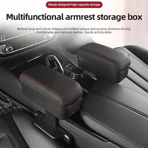 Leather Car Armrest, Simple Center Console Storage, Enhance Storage and Style, Modern Car Interior Accessory, PU Leather Finish