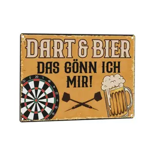 Vintage Metal Tin Sign,German Beer Quote Dart & Bier Wall Art, Rustic Farmhouse Bar Decor, 8 x 12 Inches, Perfect for Home, Pub, or Club, Beer Decor