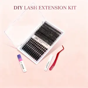 Self Adhesive Lash Clusters Kit - Pre Glued DIY Eyelashes Extensions, No Glue Needed, Easy to Apply, No Damage, 10-16mm Makeup False Eyelashes