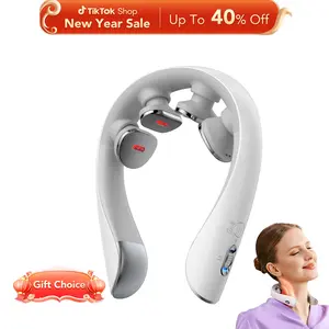 SKG K5-3 PRO Heated Neck Massager - Pulse EMS + Red Light + Vibration Traction, Portable 4D Design Neck Relaxer for Muscle Relaxation