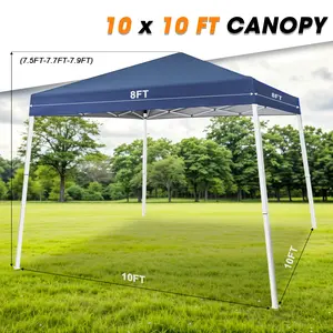 Grezone 10 x 10ft,250 D PU Silver Coated Tarp, Pop Up Canopy Tent,with Portable Bag,Waterproof and Sun Shelter Gazebo for Outdoor Party,Camping,Commercial Events
