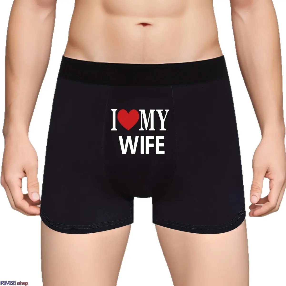 Men's Cotton Boxer Briefs - 'I Love My Wife' Romantic Print Menswear, Tagless Waist, Soft Breathable Everyday Underwear, Cool All-Day Wear, Funny Valentine's Day Gift for Husband