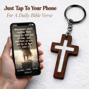 Interactive Bible Verse Keychain (White)