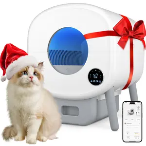 ECORUI Self Cleaning Litter Box, Large Capacity Automatic Cat Litter Box Self Cleaning for Cats, App Control,Safety Protection, 2 Roll Garbage Bags,White & Grey