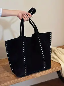 Autumn Winter New Casual Vintage Rivet Shoulder Bag, Large Capacity Women's Tote, Colors, Multifunctional Handbag