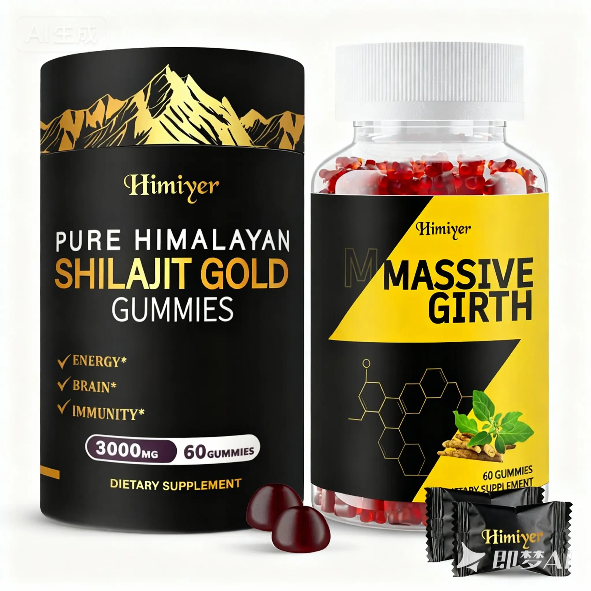 Himiyer Men's Natural Healthcare Herbal Dietary Supplement - Pure Himalayan Shilajit Blended with Ginger, Deer Antler Velvet, Ginseng, Ashwagandha for Energy, Strength, Confidence