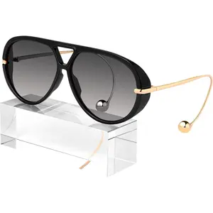 Women’s Vintage Oversized Aviator Sunglasses 2025 | Luxury Trendy, 70s Retro Shield Frame + Earring Design