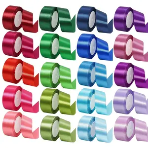 4cm/1.57inch Satin Ribbon Roll, 20 Rolls/500 Yards Wide Fabric Tape for Gift Wrapping, Chair Sashes, Valentine Wedding Birthday Party Decorations, Graduation Gifts