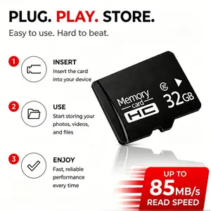32GB Micro SDHC Flash Memory Card Class 10 High Performance TF Card Fast Read Write Speed Waterproof Temperature Resistant Anti-magnetic Storage for Home Surveillance Cameras Dash Cams Smart Devices TF SD Cards