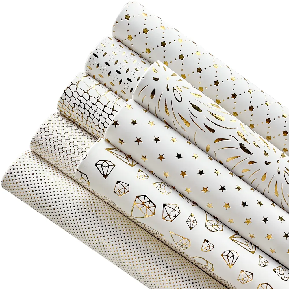 8pcs Gold-Stamped Geometric Pattern Faux Leather Sheets - 8.2x11.81in, Diamond & Star Designs, Earrings & Luggage Accessories Supplies, Minimalist Home Decor & DIY Crafts Materials