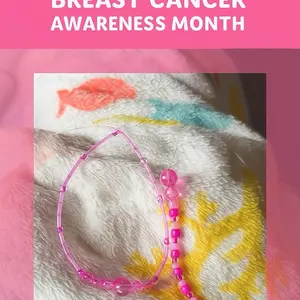 Breast Cancer Awareness Month Pink Beaded Bracelet and Keychain for Support and Awareness