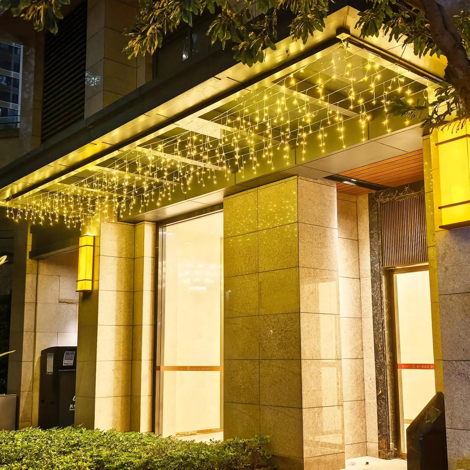 LED Icicle Lights, 13FT 72 LEDs 8 Modes Extendable Fairy Christmas Ceiling Dangling Hanging Twinkle Memory Short Curtain Lights for Party Decorations Outdoor Indoor (Warm White, 03)