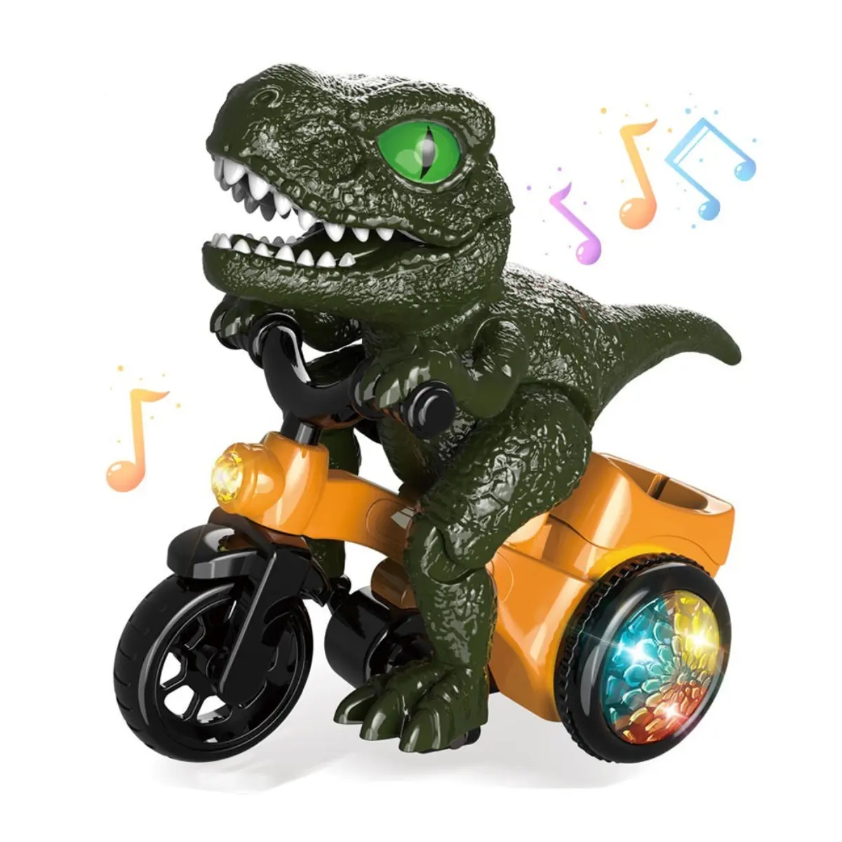 Cool Interactive Electric Dino Tricycle Musical Stunt Toy, Sound Toy for Kids, Colorful Rotating Light and Sensor Toys, Best Gift for Birthday