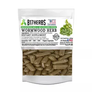 Pure Wormwood - Wild Crafted - Organic Worm Wood - Vegan - 100 Veggie Capsules, 400mg