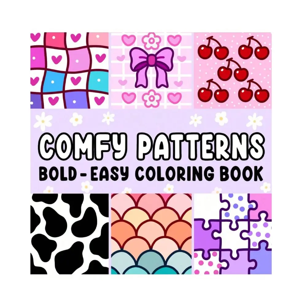 1-Piece COMFY PATTERNS Coloring Book for Adults and Kids, Simple Large Designs for Relaxation, Stress Relief, Easy Coloring, No-Experience-Needed Drawing, Therapeutic Artwork, Creative Hobbies, Christmas and Back-to-School Gift