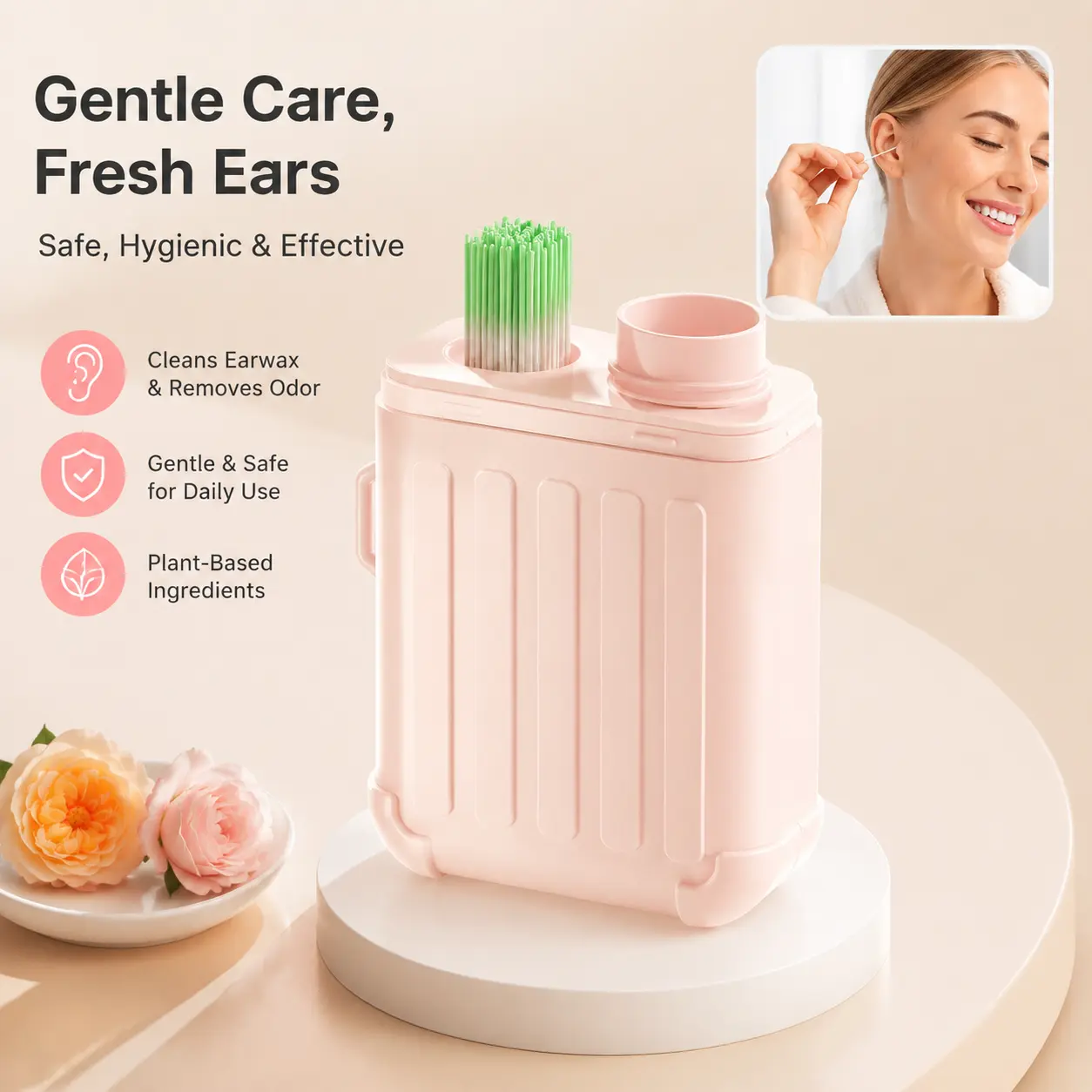 Pierced Ear Cleaner Kit, 240 Count Ear Hole Cleaning Threads with Gentle Plant-Based Formula for Daily Use, Odor & Dirt Removal for All Skin Types, Pierced Ears