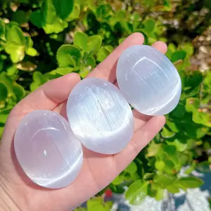 1pc Natural Selenite Crystal Palm, Home Decor, Meditation Crystal Gift, Carved Christmas Thanksgiving Present, Sun Moon Decoration