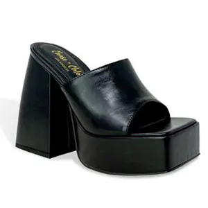Chase+Chloe Chunky Platform Sandals Square Toe with High Heel for Women