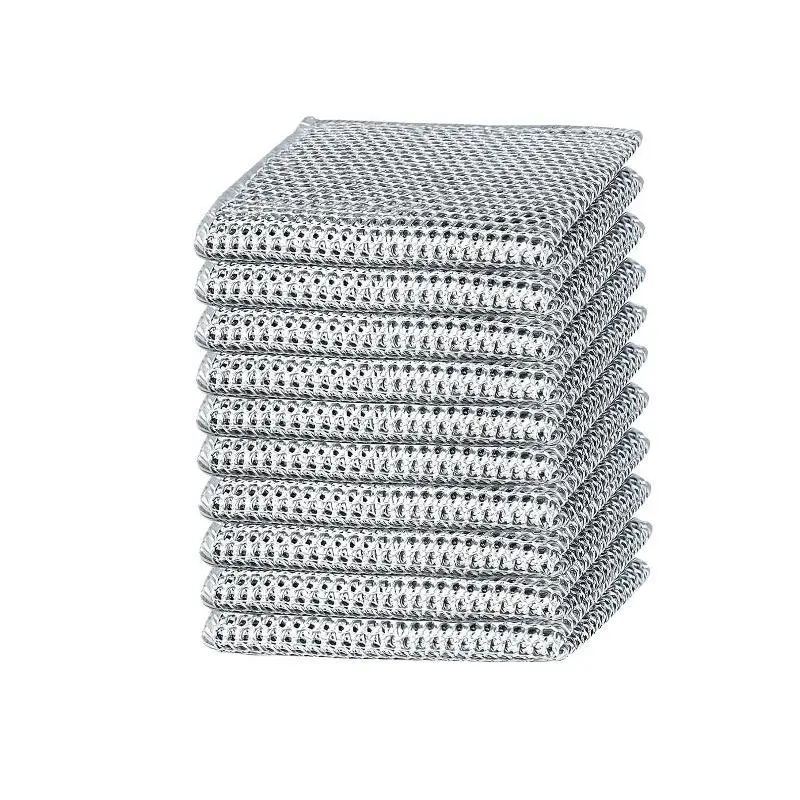 20PCS Advanced Stainless Steel Scratch Pads, Eco-Friendly Foldable Heavy-Duty Rustproof Reusable Silver Cleaning Cloths for Kitchens, Pots, Pans and Bathroom Stain Removal