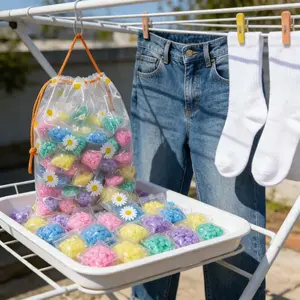 Flower Scented Laundry Beads, Long-Lasting Fragrance, Concentrated Detergent Deep Cleaning, Low Foaming Stain Removal, Gentle on Fabric, Laundry Clean Pods