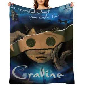 Coraline Super Soft Flannel Coraline BlanketDecorative Bedroom Living Room Suitable forKids/Adult Blanket, Style