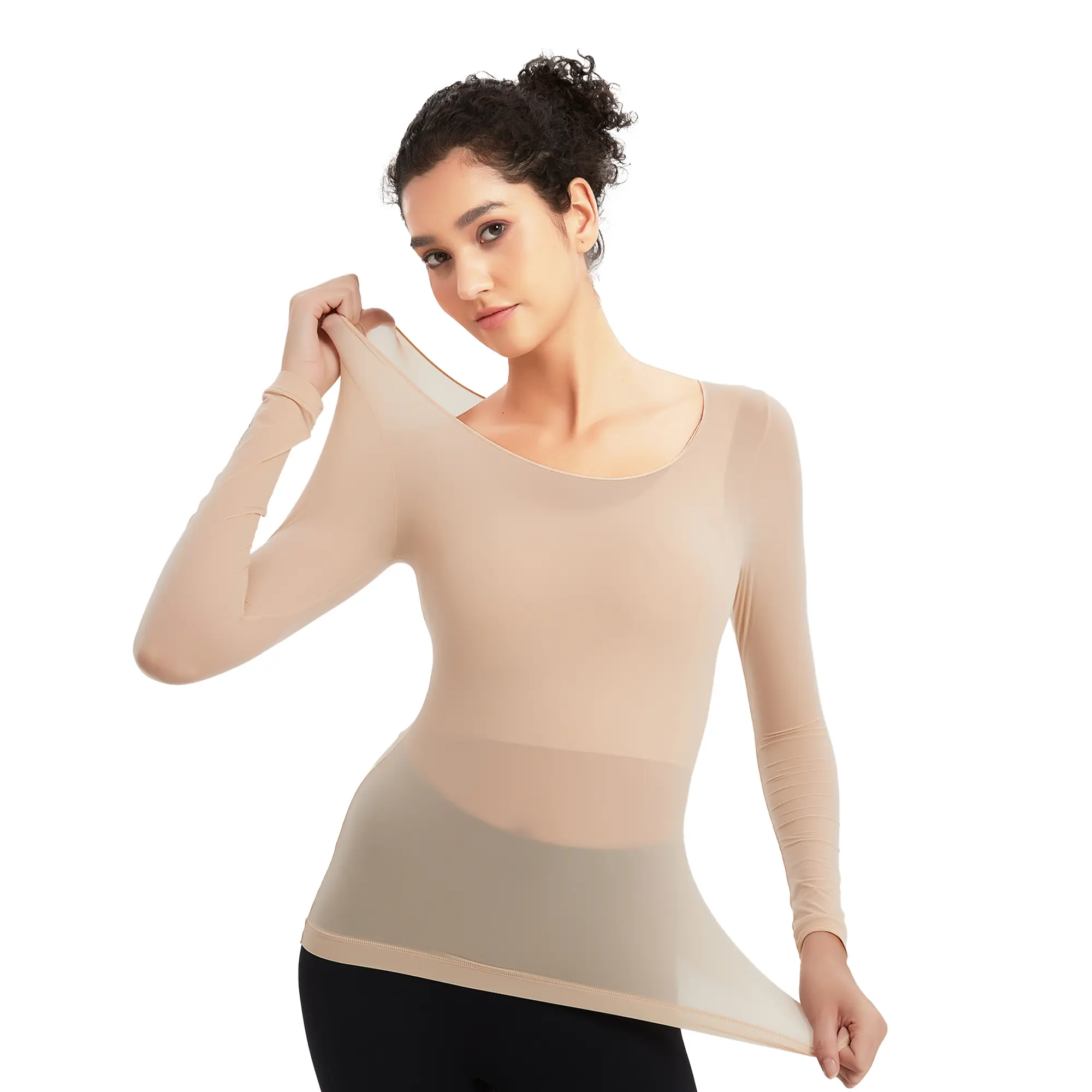 Women Premium Thermal Shirt Long Sleeve Base Layer Lady Comfy Underwear Super Stretchy Women's Thermal Undershirt Tops
