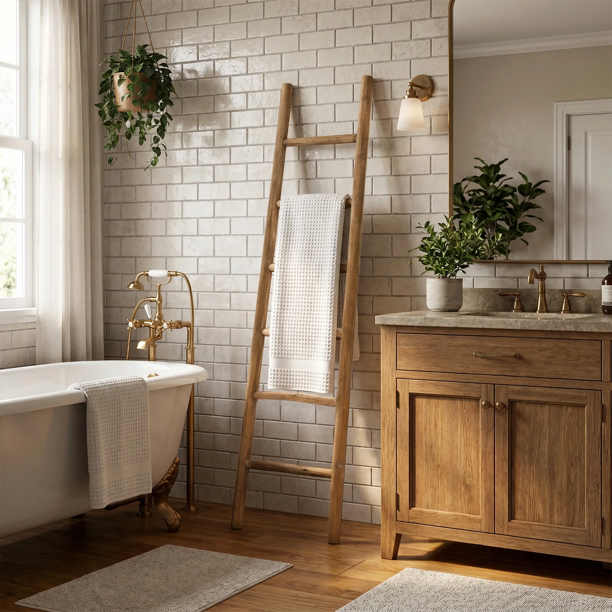 74" Leaning Blanket Ladder, Fir Wood