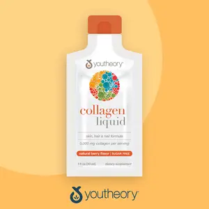 Youtheory Collagen Liquid - 5,000 mg - For Hair Growth, Skin & Nails* - Supports Joint, Bone & Muscle Health* - With Amino Acids - Berry Flavor - 12 Single Serving Packets (12-Day Supply)
