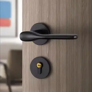 Metal Door Lock Set with 3 Keys, Split Lock for Bedroom, Room, Study, Includes Lock Body or 2 Handles, Door Knob, Secure Indoor Door Lock