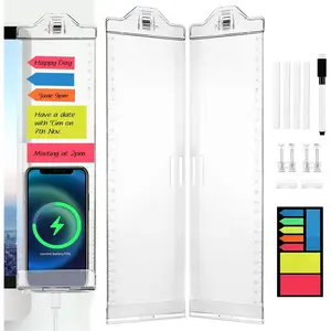 Whole Transparent 2 Pack (Left & Right) Multifunction Acrylic Monitor Memo Boards for Computer, Side Panel Message Reminder Pad Phone Holder Organizer for Office Desktop, with Pen & Sticky Note