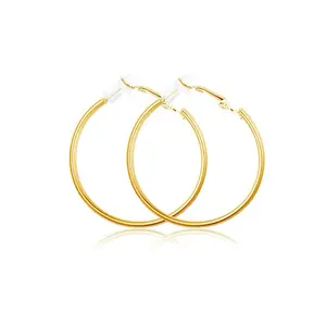 CSIYANJRY99 Gold Non-Piercing Clip-On Metal Hoop Earrings - Statement Style, Ideal for Nightclub DJs, Hoop Earrings Gold, Statement Hoop Earrings