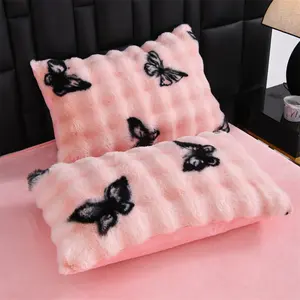 Luxurious Soft Rabbit Fur Pillowcases Set, Pure Color Bedding, High-Quality Comforter Covers, Suitable for Bedroom/sofa/dormitory
