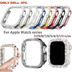 Rhinestone Decor Watch Case, Smart Watch Protective Cover, Watch Accessories Compatible with Apple Watch Series 10/9/8/7/6/5/4/3 Ultra SE, Wearable