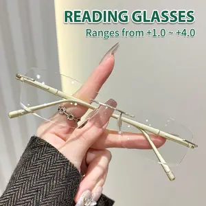 Elegant Frameless Blue Light Blocking Reading Glasses (100-400 Degrees), Unisex, Multiple Colors, Daily & Business Use, Perfect Gift, Reading Eyeglasses