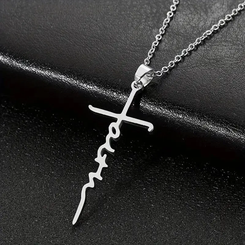 My Giving Store Unisex Stainless Steel Custom Cross Pendant Necklace - 18in Adjustable Chain with 5in Extender, Metal Coating, Spirituality, Religious Personalized Gift, Personal Treasure, Chain Jewelry