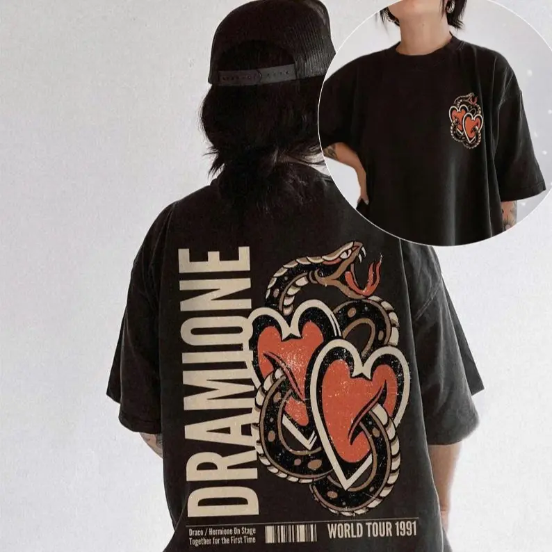 Women's Short-Sleeve Loose-Fit Fabric Dramione T-Shirt - Unisex Comfort Colors Manacled Merch, Dracotok Hermione Potter Fanfic Apparel for Universal Vacation