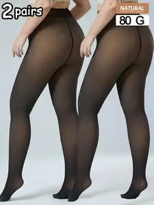 Women's Thin Sheer Lightweight Tight Leggings, Suitable for 32°f-59°f, Casual Style, All Seasons, Plain Pattern, 2 Pairs, Women Pantyhose