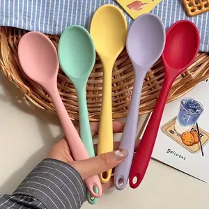 5-Piece Heat-Resistant Non-Stick Kitchen Scraper Spoon Set, 8-Inch Silicone Spoons for Mixing, Baking, Serving, Cooking, and Stirring