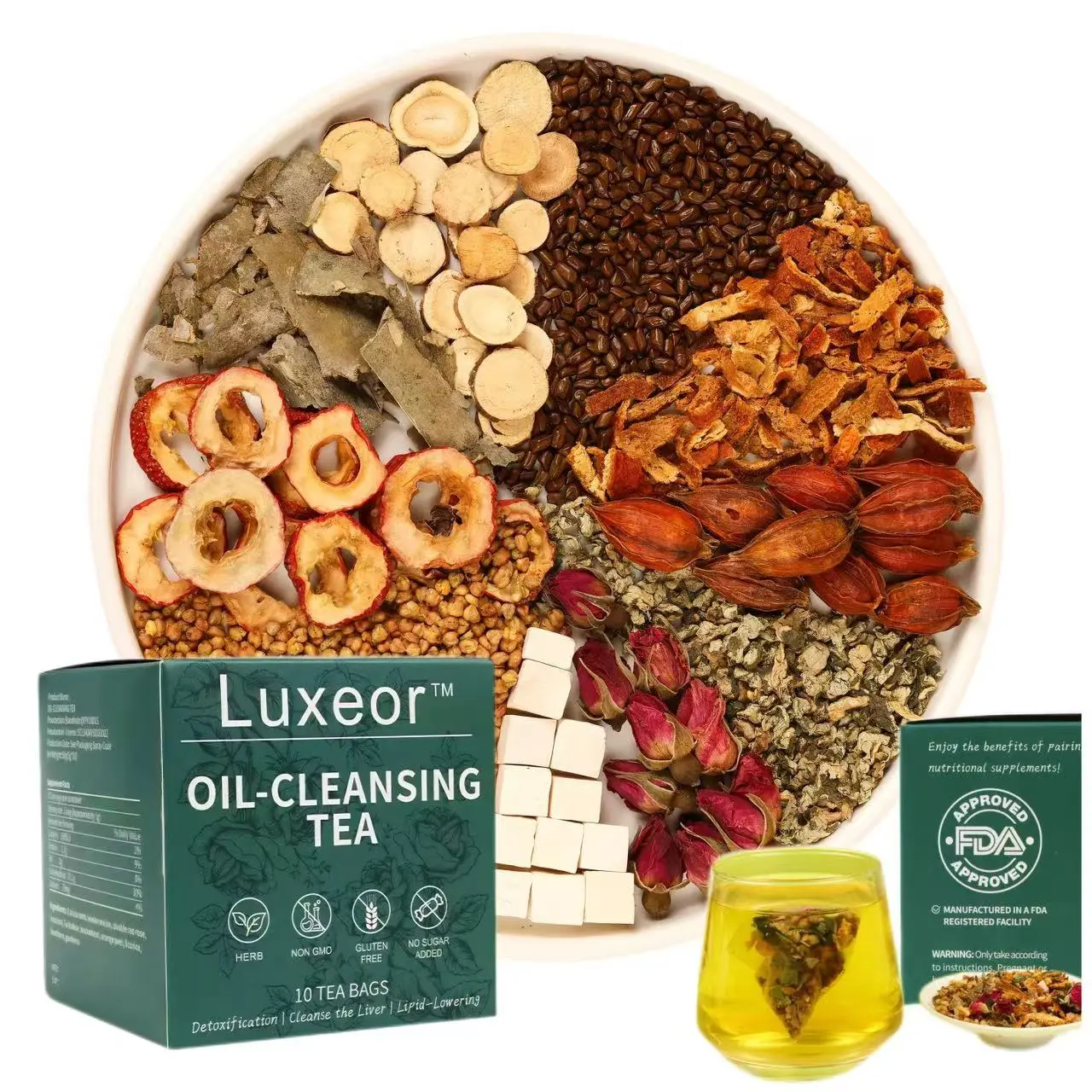 innner-Cleansing Tea(10 bags) Tea, A Blend of Winter Melon, Lotus Leaf, Cassia Seed, Poria, Green Tea & wellness Natural Beverage Herbal Nata chrysanthemum tea -a Gluten Free Non Gmo Nosugar Caffeine-Free, Summer Cooling Tea Liver Support