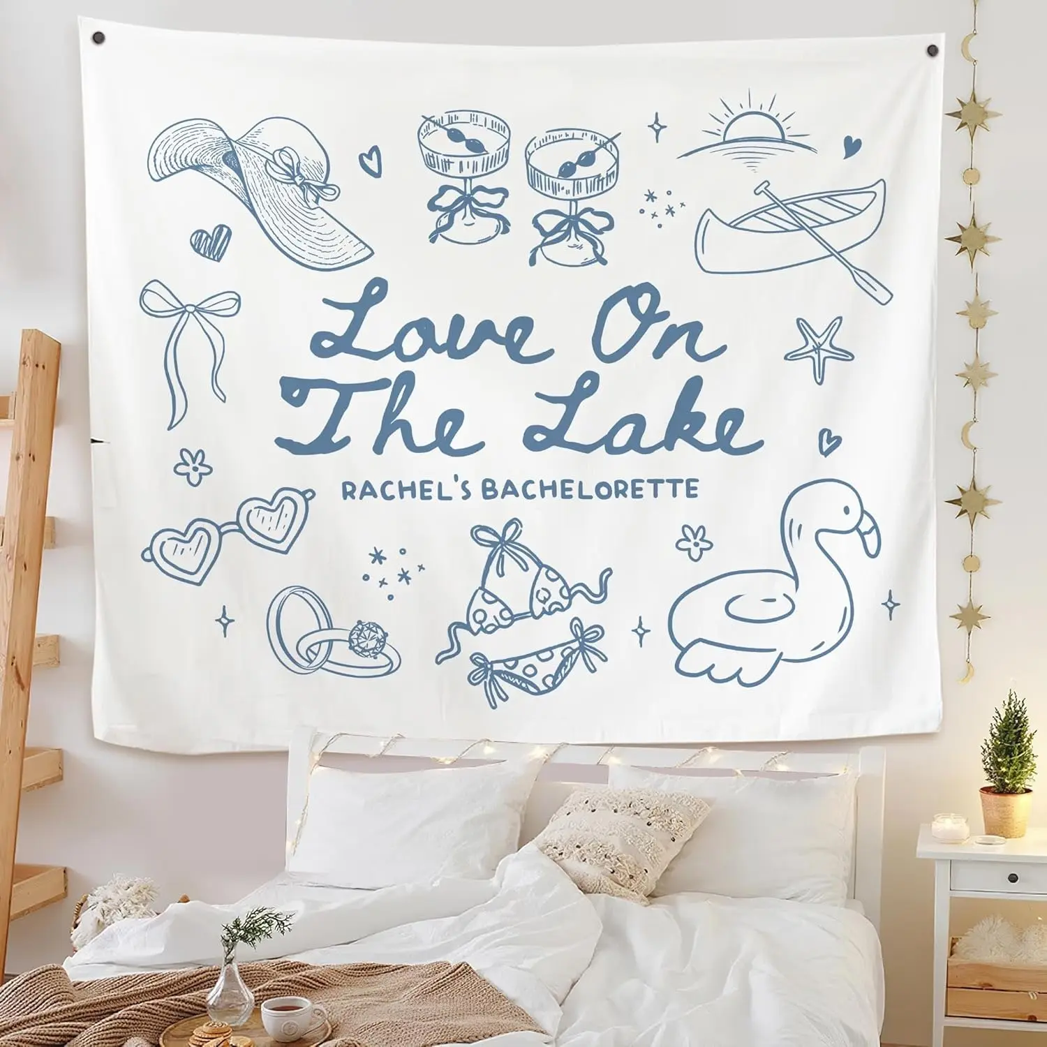 Personalized Bachelorette Party Banner Love On The Lake Tapestry  Polyester Bridal Shower Gift for Bridesmaids