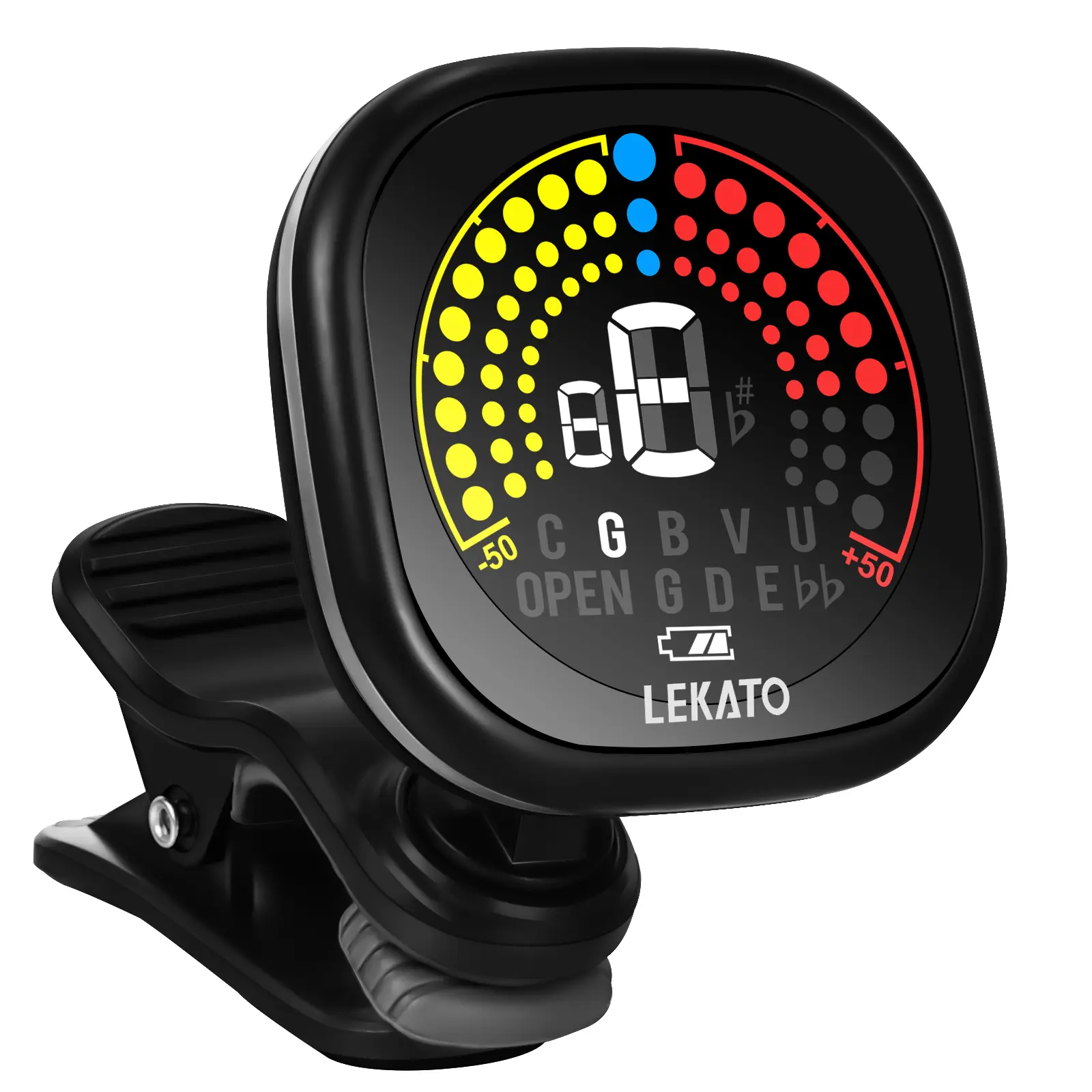 LEKATO WST-6800 Clip On Guitar Tuner Rechargeable, Tuner for Guitar, Bass, Ukulele, Violin & Chromatic Tuning Modes, Fast Accuratie Tuning, Super Bright Display to Read, for Professional/Beginners, Music Lovers Boys Girls Friends Gift