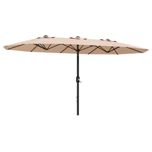 13ft Double-Sided Rectangular Patio Umbrella, Heavy Duty Waterproof Windproof Parasol – UV Resistant Canopy, Crank Handle