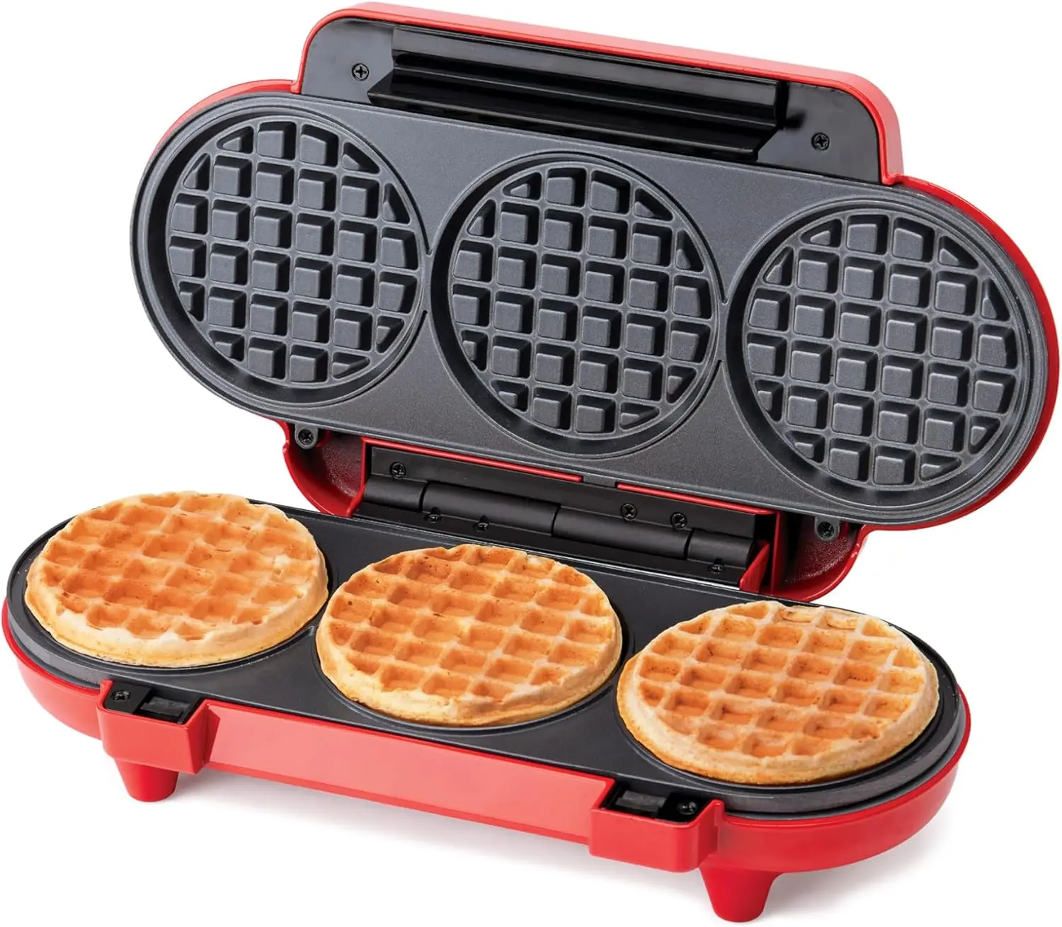 Betty Crocker Mini Waffle Maker, 550W Compact Kitchen Appliance, Quick & Even Heat for Home and Kitchen, Makes 4.5" Waffle, 4.9" Non-Stick Plates, Recipes Included, BC-4888R, Red, Nonstick Waffle Maker, Kitchen Appliances