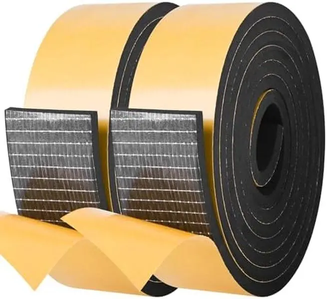 Self-Adhesive High-Density Foam Draft Sealing Tape - 2in x 1/4in x 13Ft Insulation Strips with Super Strong Adhesion for Doors, Windows, Speakers, Sports Equipment (Sound Insulation, Cushioning)