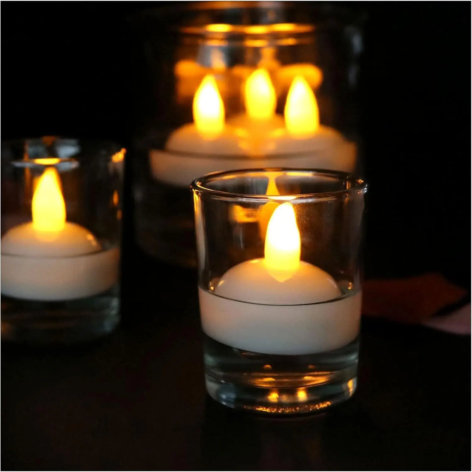 Water Activated  Lights,  Flameless  Lights, 12 Pack Floating LED Candles for Centerpieces, Bathtub Wedding Decorative Floating Tealight Candles  Operated Warm White