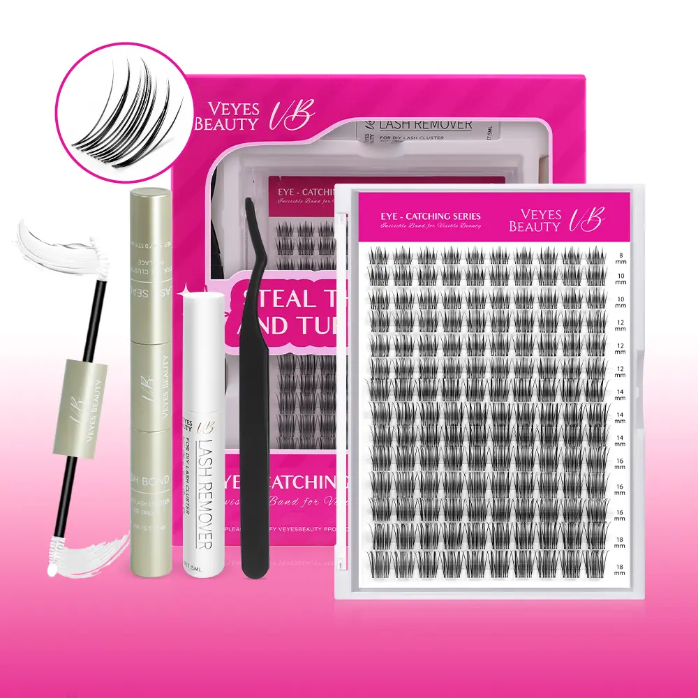 VEYESBEAUTY VB-Sweetie Eyelash Extensions, 120pcs Handcrafted Lash Clusters, Wispy Faux Mink Lashes with Ultra-Thin Invisible Band, Mixed Lengths for DIY Use, Eyelashes Extensions, Lashes Clusters