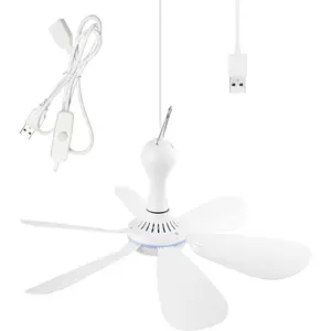 USB  Ceiling Fan Portable Canopy Fan with /OFF , 6  Quiet Small DC USB Ceiling Fan  Fan for Camping Cruise RV Tent Gazebo Bed Dormitory  Room