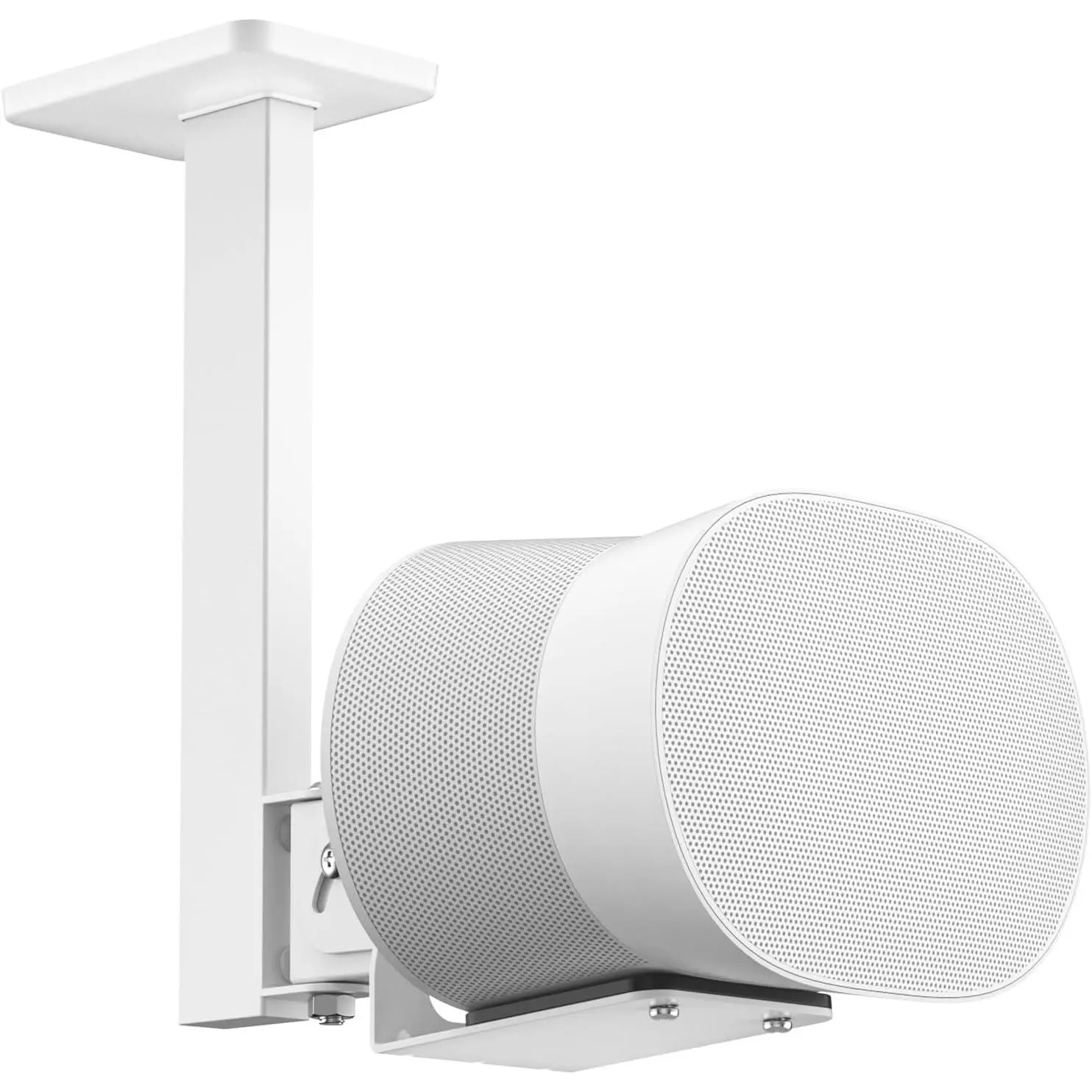 White Heavy-Duty Metal Durable Ceiling Speaker Mount Bracket for Sonos Era 300 - Swivel, Tilt Adjustable Audio Accessory with Silicone Port Protection to Enhance Sound Effects